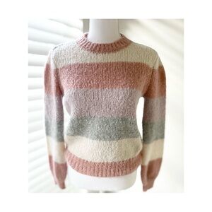 Aritzia Striped Sweater in Pink, Gray, and Cream